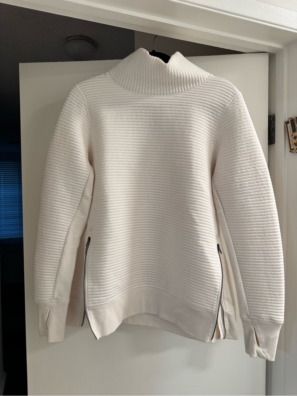 all in motion Cream Quilted Ribbed Turtleneck